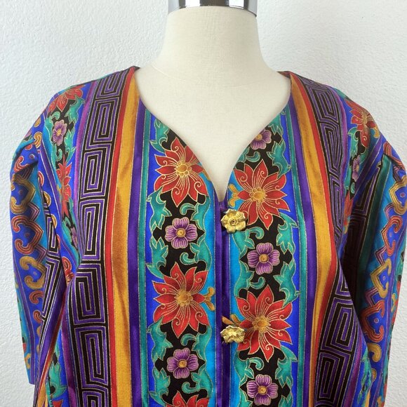 Vintage 80s Colorful Two Piece Dress Plus 20 Petites Tunic Skirt Modest Retro - Picture 2 of 10
